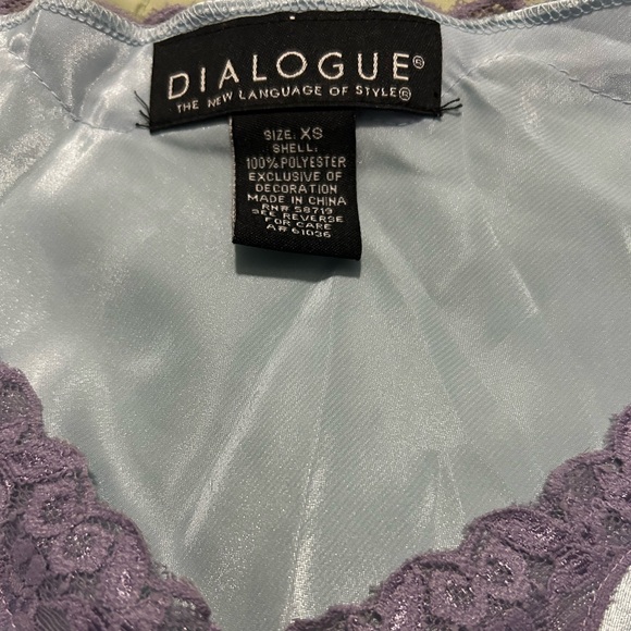 Dialogue Light Blue Top with Purple Lace SZ XS - Picture 2 of 3